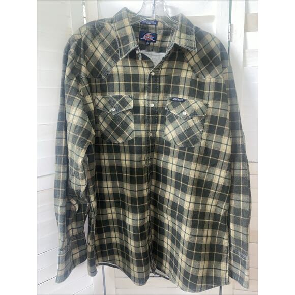 Dickies Shirt Men’s Pearl Snap Plaid Flannel Outdoor Hike Camp Fish Sz X-Large - Picture 1 of 5